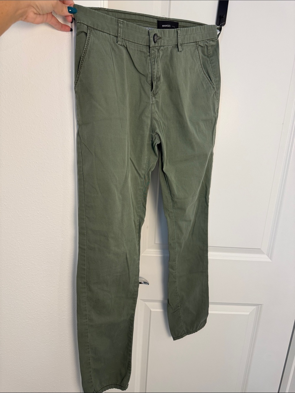 Mango Olive Straight-Leg Women's Pants